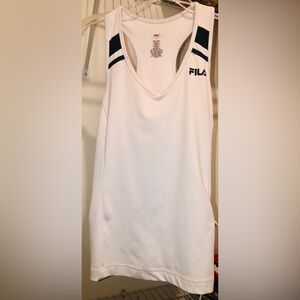 Fila Women's White and Black Tank Top perfect for workout or tennis